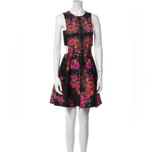Ronny Kobo Fit & Flare Floral Print Cut Out Dress Sz S
